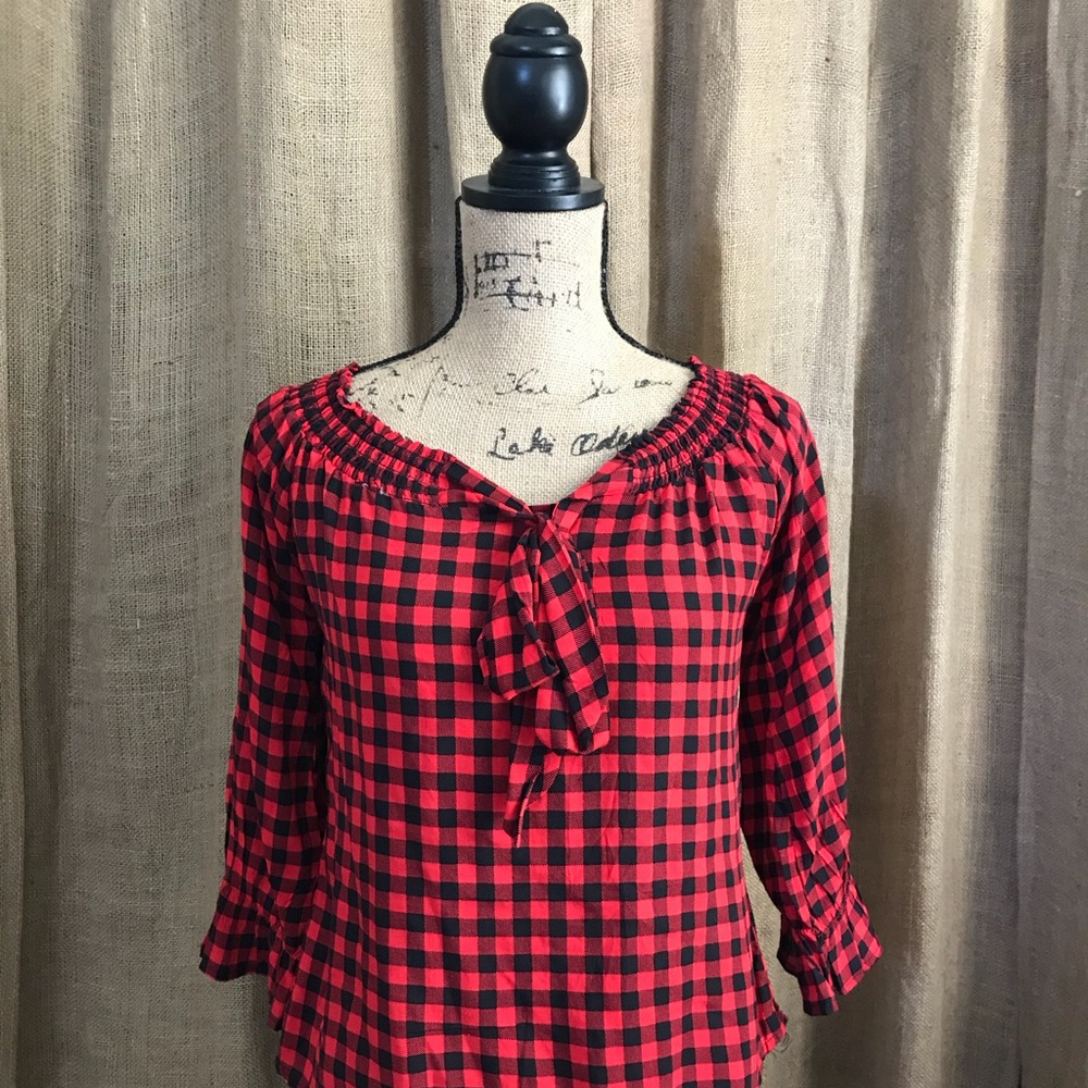 Black & Red Checkered Blouse